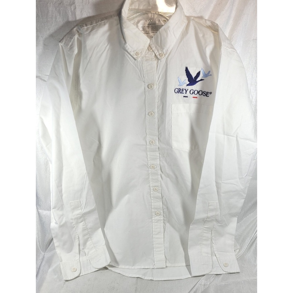 Grey Goose Essences Vodka Cotton/Poly Button Down Dress Shirt - White - Medium